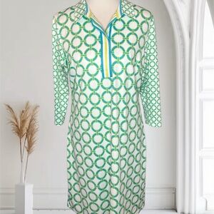 Gretchen Scott Geometric Mod Jersey Dress Green Size Large